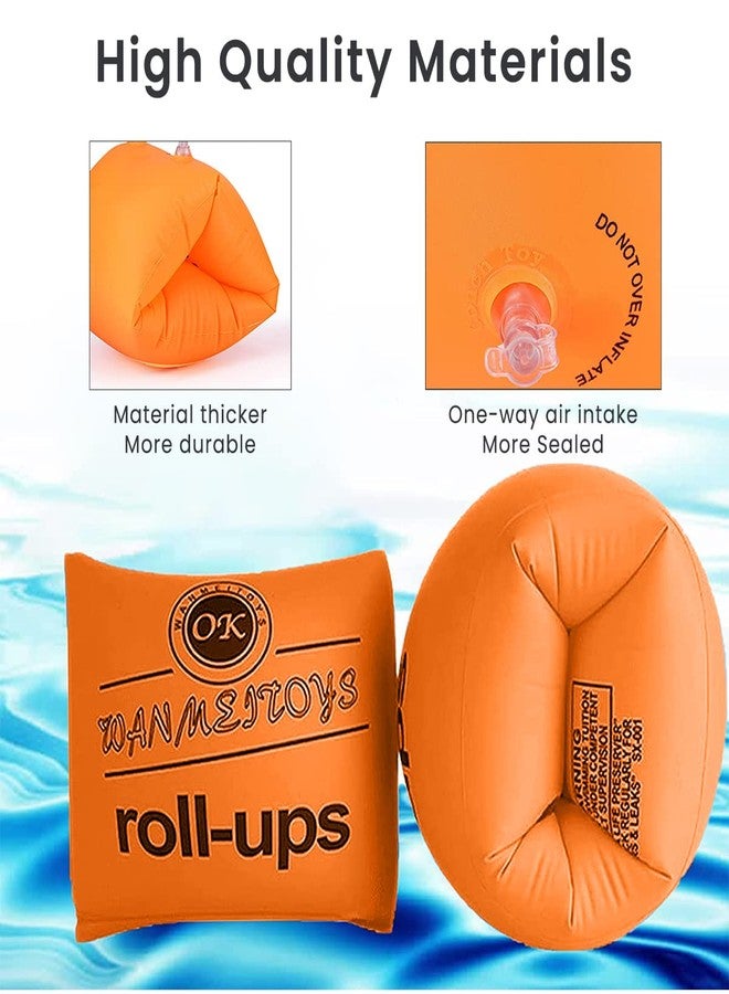 Proberos® Inflatable PVC Float Arm Sleeves Adult Kid Swimming Safe Float Dual Air Bag Design Arm Floats for Swimming Pool, 1 Pair, Orange - Image 4